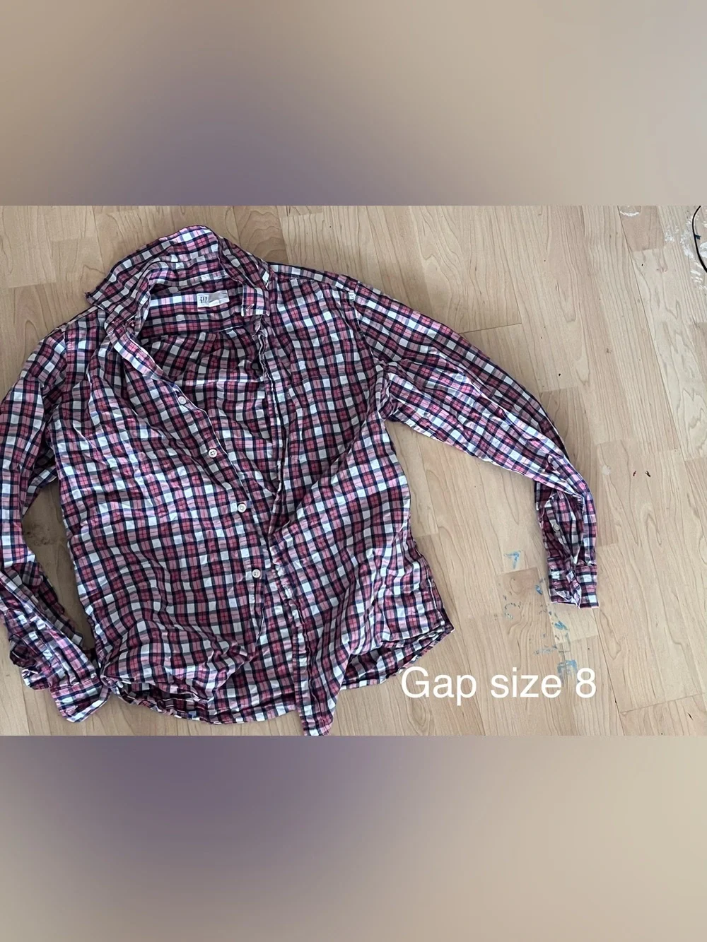 GAP Red, Navy & White Plaid Shirt